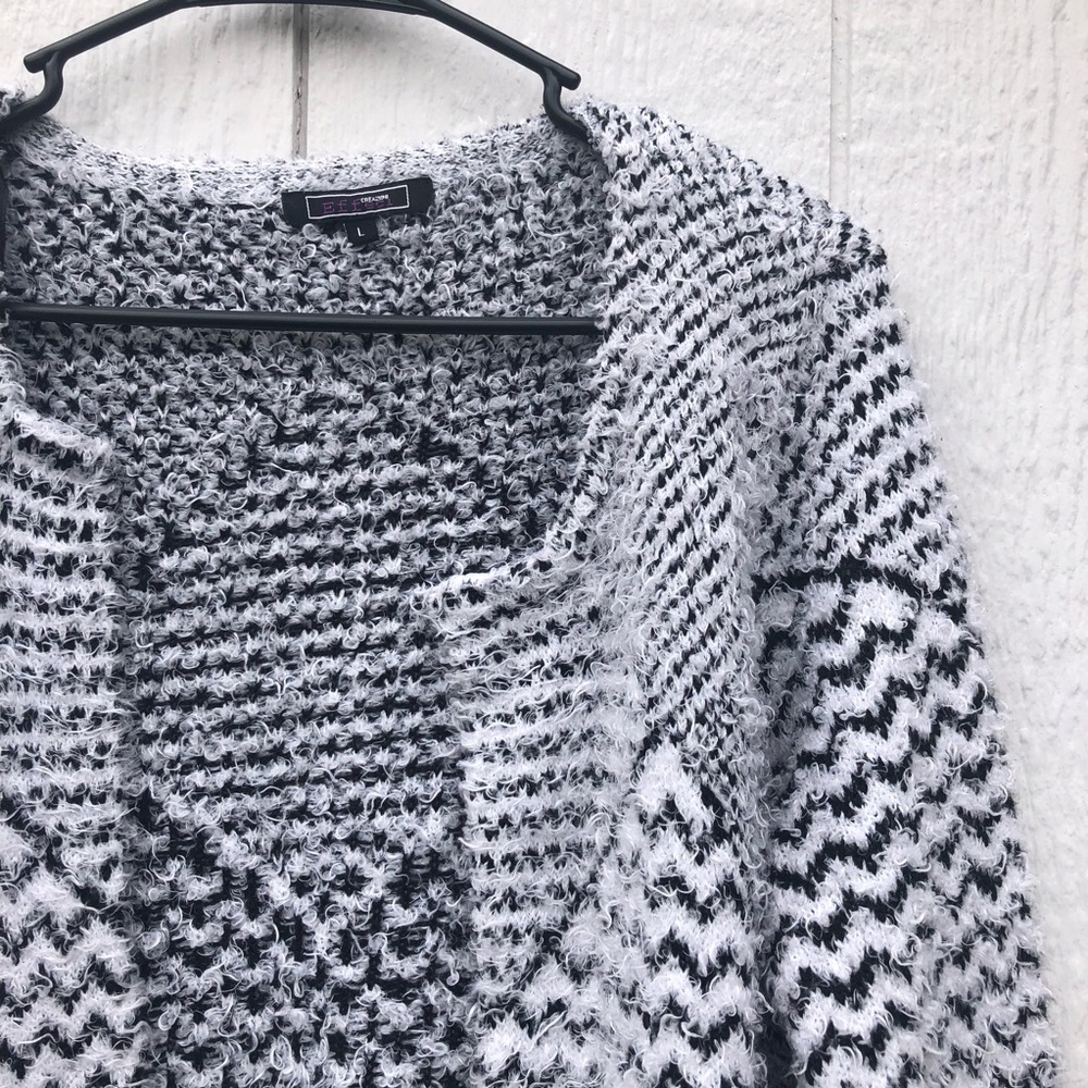 Black and white eyelash sweater cardigan